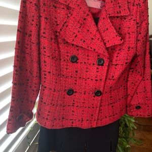 Plaza South, R6, red /black double breasted jacket with black shirt